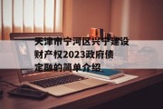 天津市宁河区兴宁建设财产权2023政府债定融的简单介绍