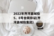 2022年齐河县城投5、8号合同存证(齐河县城投集团)