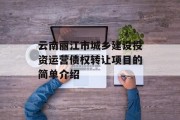 云南丽江市城乡建设投资运营债权转让项目的简单介绍
