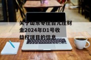 关于山东枣庄台儿庄财金2024年D1号收益权项目的信息
