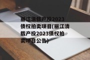 丽江清载产投2023债权拍卖项目(丽江清载产投2023债权拍卖项目公告)