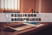 包含2023年汝阳城建债权资产转让的词条