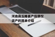 河南商丘睢县产投债权资产的简单介绍