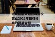四川成都简阳融城国投实业2023年债权拍卖的简单介绍