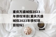 重庆万盛城投2023年债权项目(重庆万盛城投2023年债权项目招标)