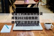 包含​内黄县城市投资开发2023应收账款债权转让项目的词条