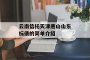 云南信托天津唐山山东标债的简单介绍