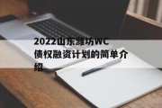 2022山东潍坊WC债权融资计划的简单介绍
