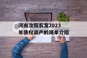 河南汝阳农发2023年债权资产的简单介绍