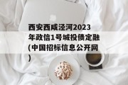 西安西咸泾河2023年政信1号城投债定融(中国招标信息公开网)