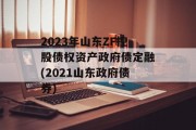 2023年山东ZF控股债权资产政府债定融(2021山东政府债券)