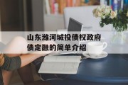 山东潍河城投债权政府债定融的简单介绍