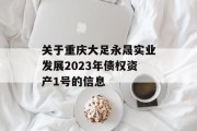 关于重庆大足永晟实业发展2023年债权资产1号的信息