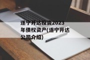 遂宁开达投资2023年债权资产(遂宁开达公司介绍)