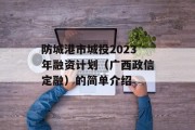 防城港市城投2023年融资计划（广西政信定融）的简单介绍