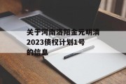 关于河南洛阳金元明清2023债权计划1号的信息