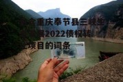 包含重庆奉节县三峡生态发展2022债权转让项目的词条