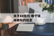 关于XX信托-睢宁徐州非标的信息