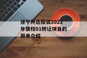 遂宁开达投资2022年债权01转让项目的简单介绍