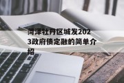 菏泽牡丹区城发2023政府债定融的简单介绍