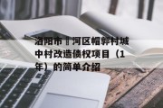 洛阳市瀍河区帽郭村城中村改造债权项目（1年）的简单介绍