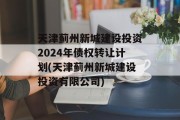 天津蓟州新城建设投资2024年债权转让计划(天津蓟州新城建设投资有限公司)