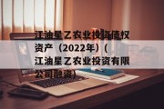 江油星乙农业投资债权资产（2022年）(江油星乙农业投资有限公司融资)