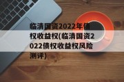 临清国资2022年债权收益权(临清国资2022债权收益权风险测评)