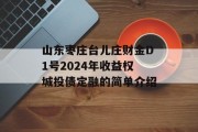 山东枣庄台儿庄财金D1号2024年收益权城投债定融的简单介绍