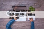 2024年河南林州城投债权资产转让项目的简单介绍