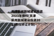 天津蓟州新城建设投资2023年债权(天津蓟州新城建设投资2023债权转让计划)