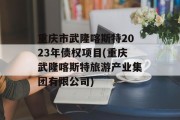 重庆市武隆喀斯特2023年债权项目(重庆武隆喀斯特旅游产业集团有限公司)