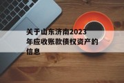 关于山东济南2023年应收账款债权资产的信息
