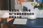 央企信托—116号非标广东肇庆市政信信托的简单介绍