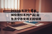 2022山东济宁兖州城投债权系列产品(山东济宁市兖州王因镇规划)