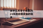 关于江苏阜宁城建2023年政府债定融的信息